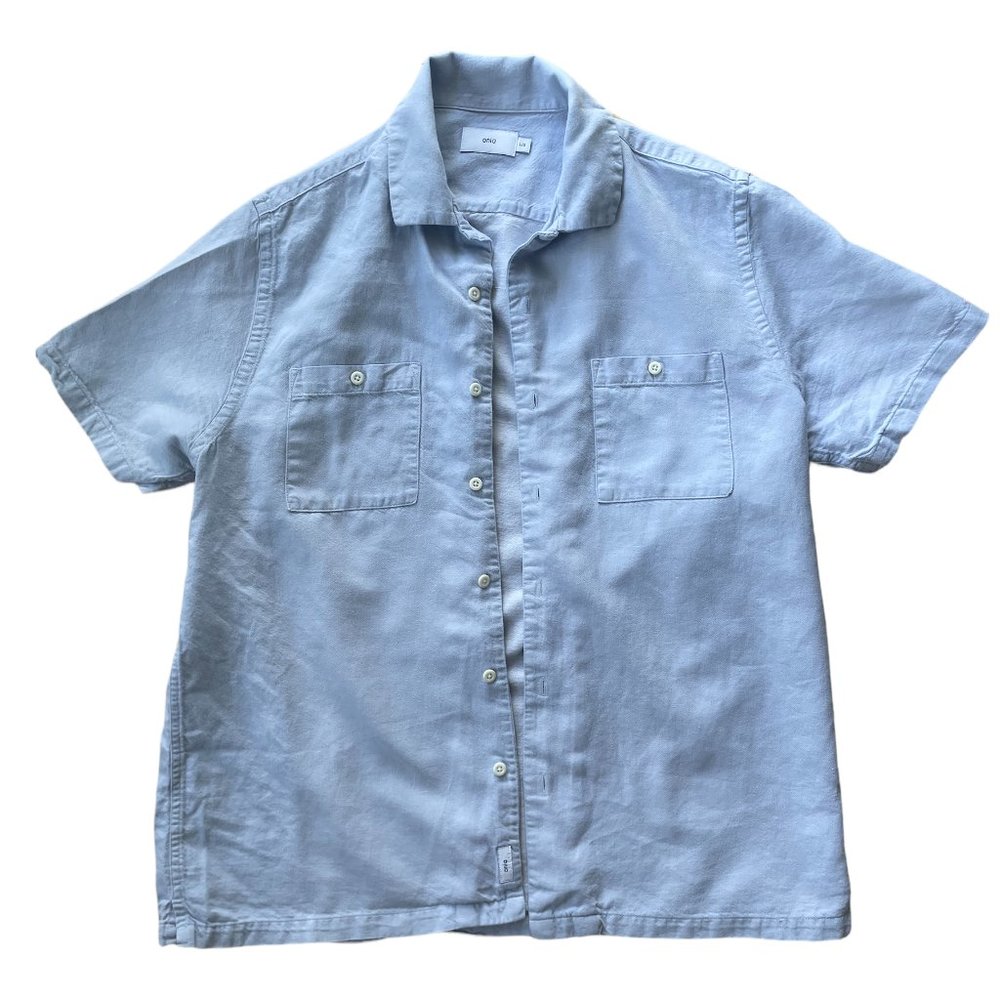 Onia Mens Cotton Linen Button Down Short Sleeve - Large